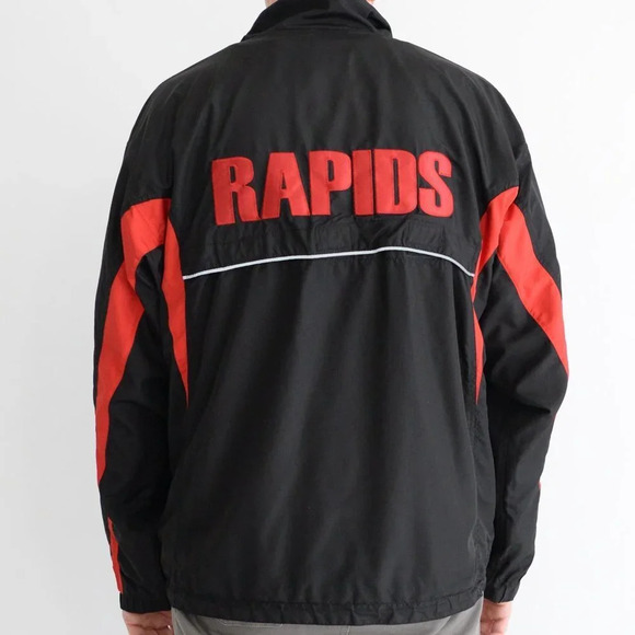 Vintage Kobe Sportswear Black &  Red Sarnia Rapids Zip Up Windbreaker Jacket S - Picture 1 of 12